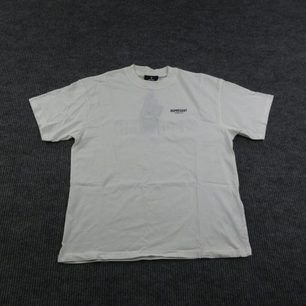 Represent Shirt Mens M White Cotton Crew Neck Owners Club Logo Relaxed Fit NWT